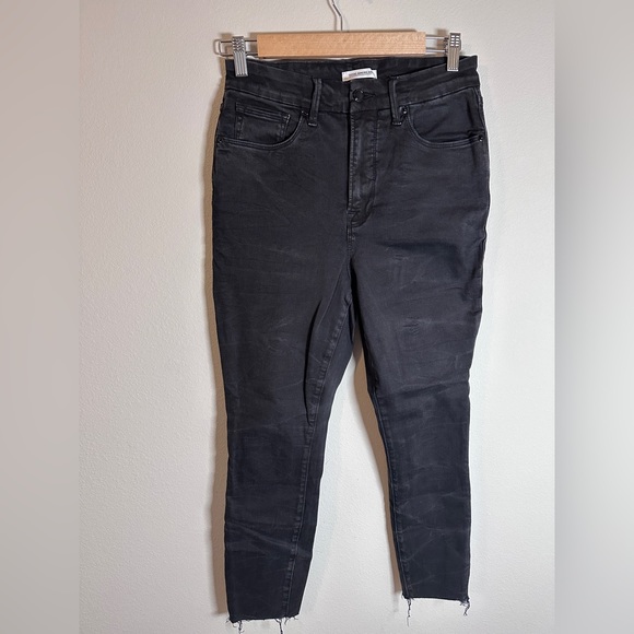 GOOD AMERICAN Good Waist Cropped Skinny Fit. Charcoal Denim size 8/29 - Picture 1 of 6
